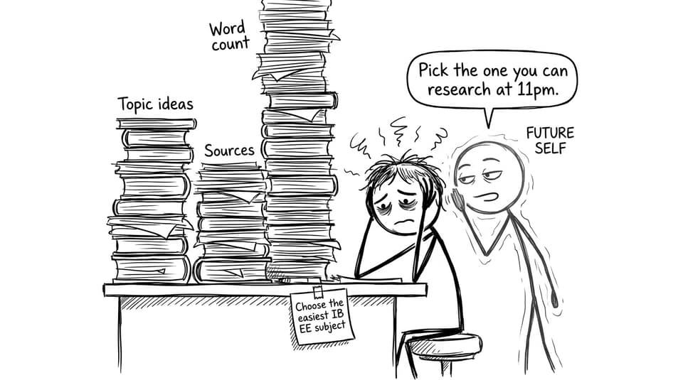 An IB student facing the three-stack problem