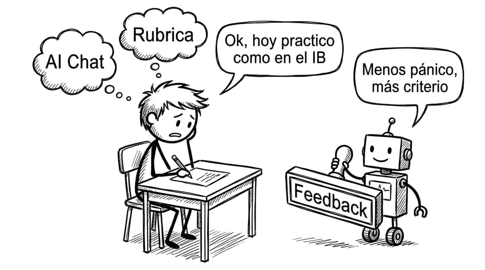Robot de feedback y estudiante practicando como en el IB