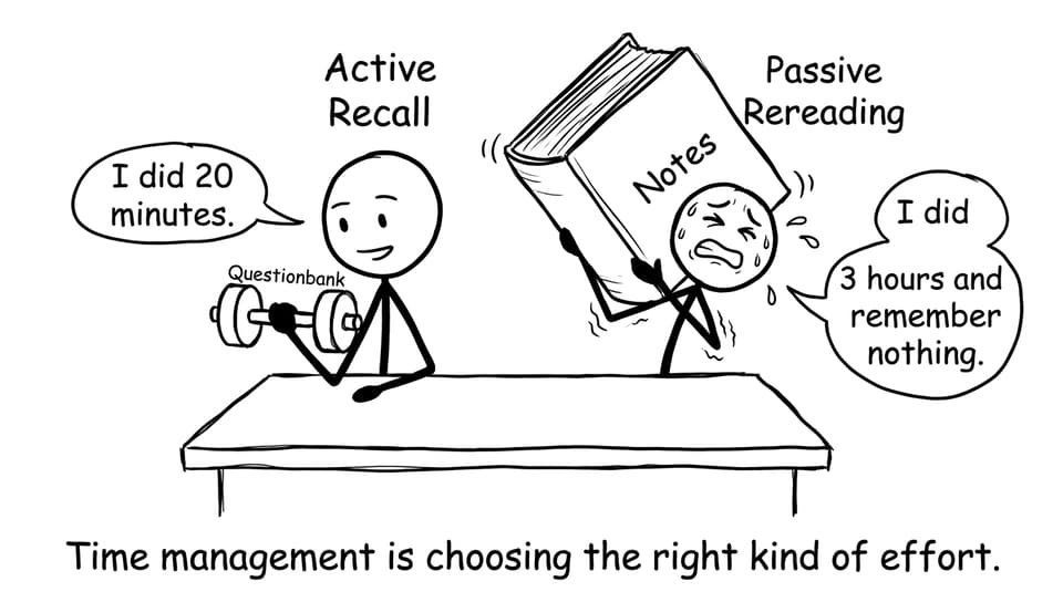 Active recall vs rereading joke comic