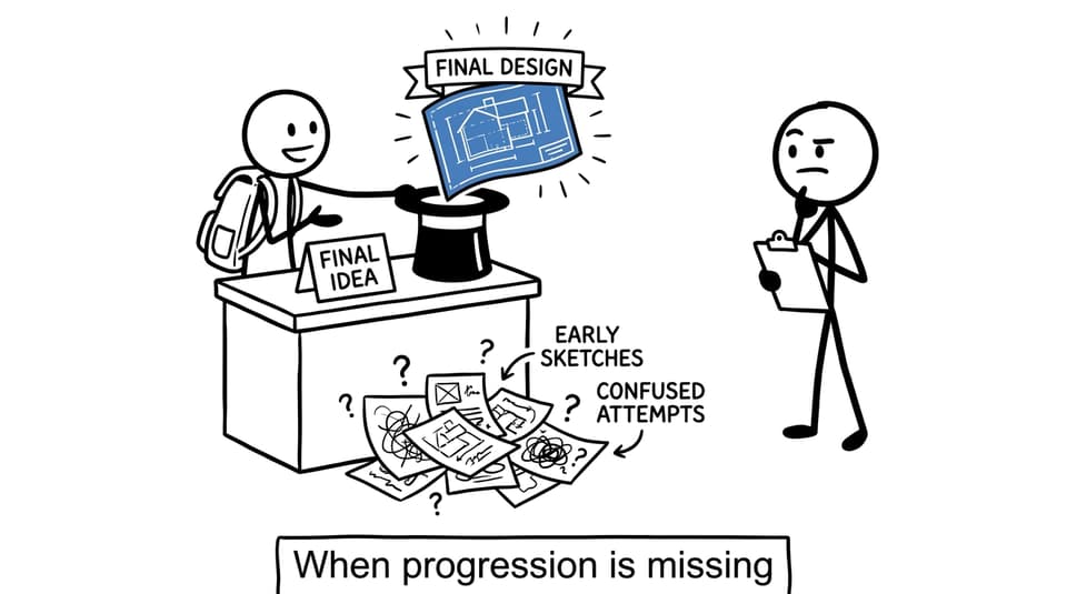 Final idea appearing from a hat when progression is missing
