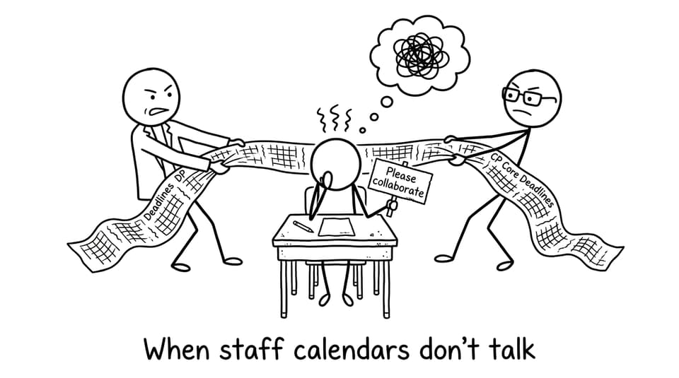 Two calendars, one stressed student
