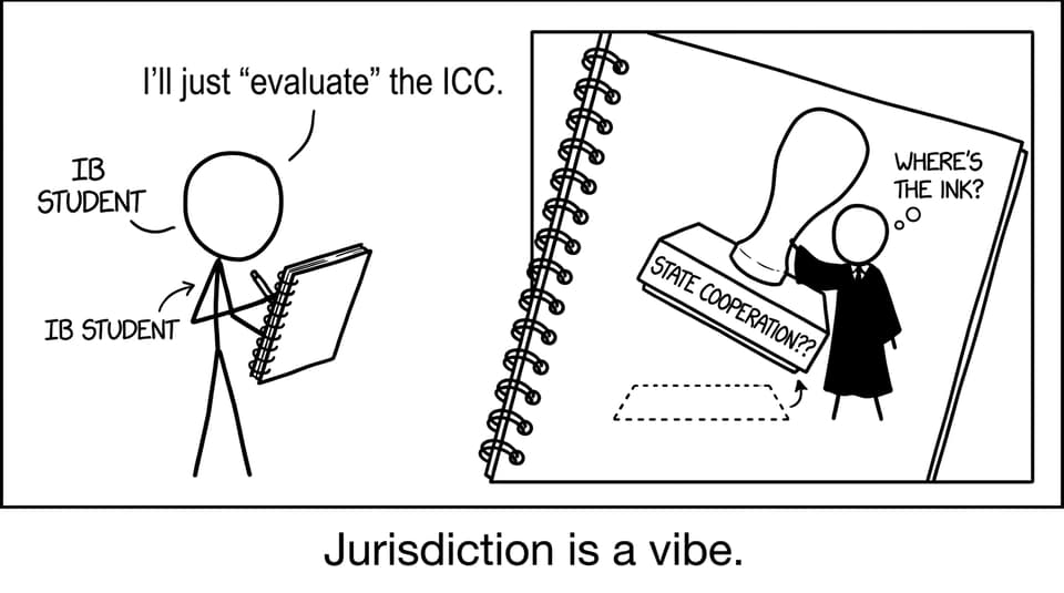 A student tries to “evaluate” the ICC while state cooperation is missing ink