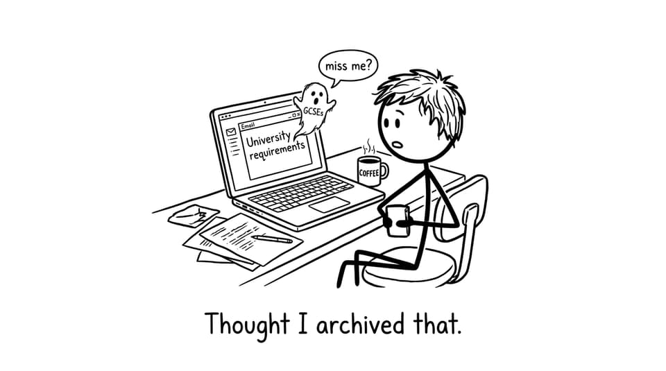 A tiny ghost of GCSEs pops out of an inbox