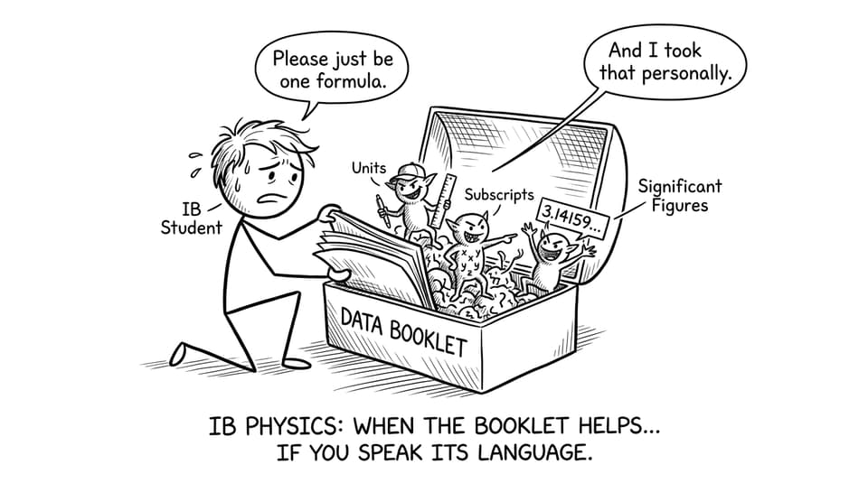 IB Physics data booklet comic: units gremlin