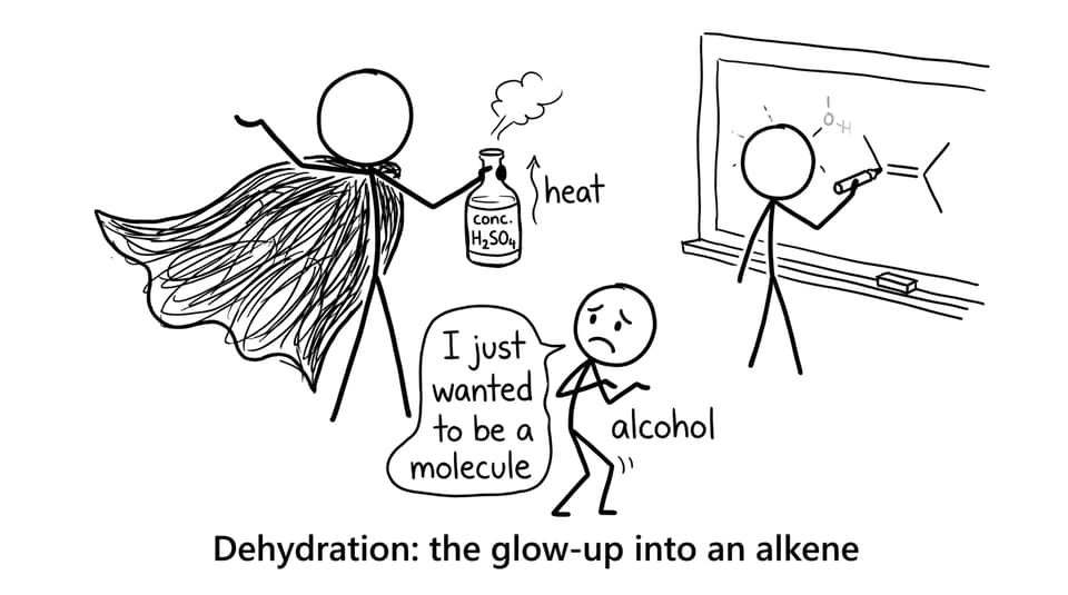 Dehydration: the glow-up into an alkene