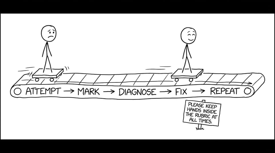 Conveyor belt mock exam cycle joke