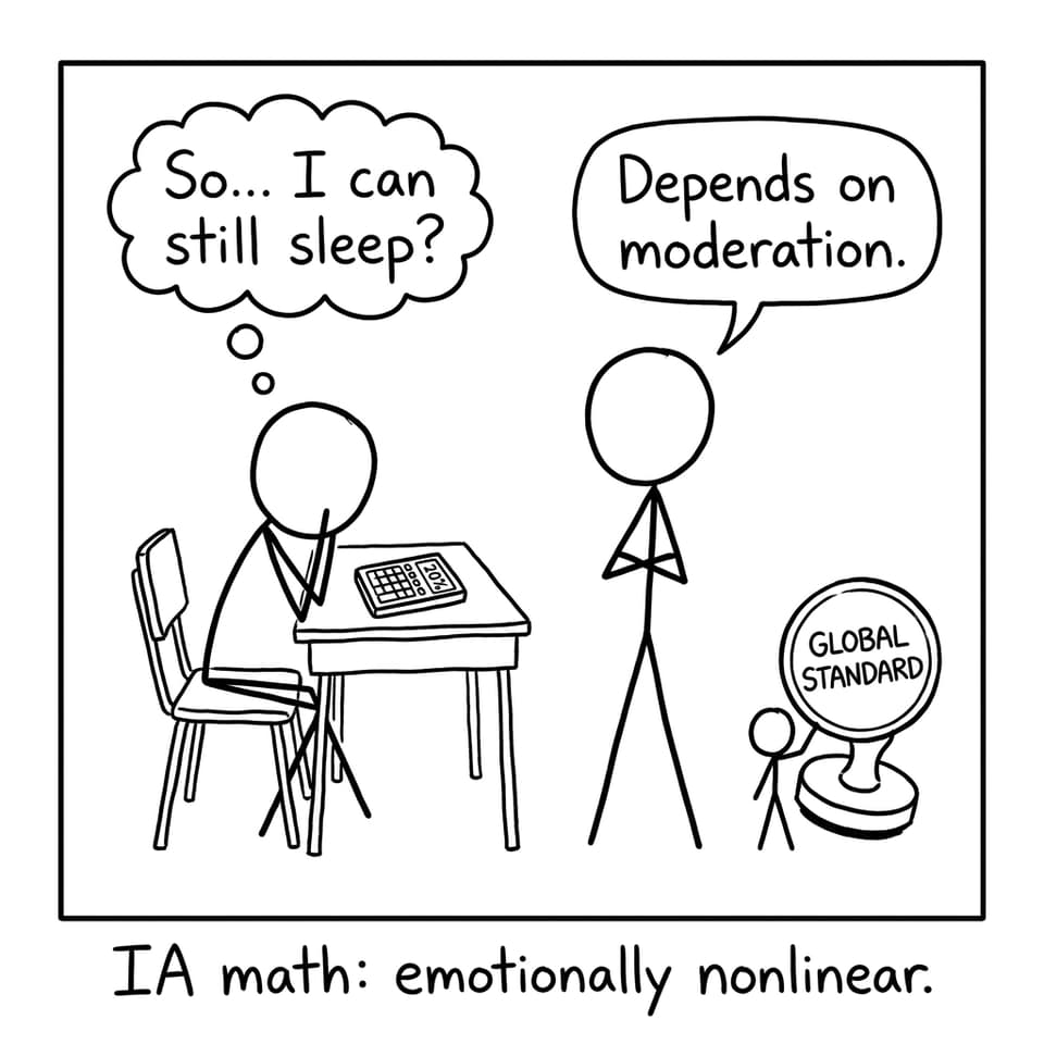 IB student calculating IA weight with moderation anxiety