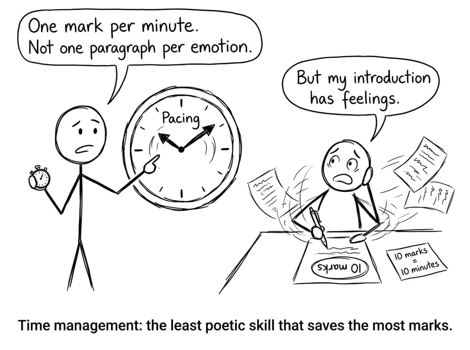 Teacher coaching pacing with a giant clock