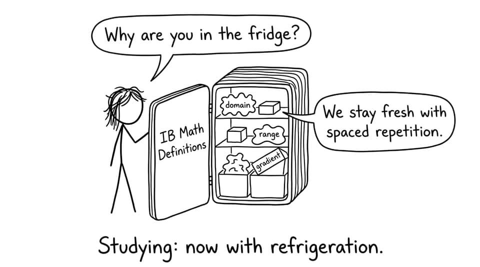 Student refrigerating flashcards for spaced repetition