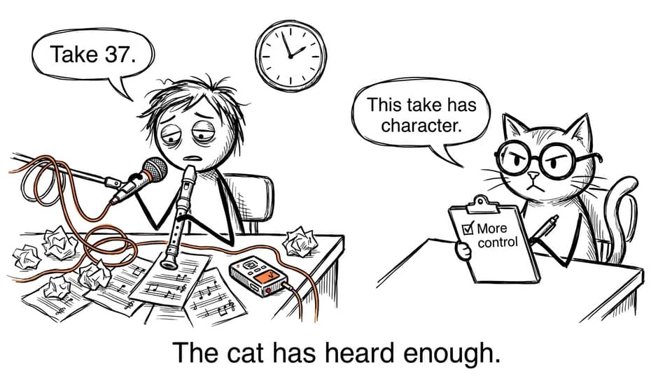 A cat examiner listens to take 37
