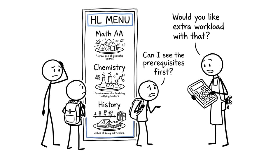 A parent and student encounter an unusually complicated HL menu