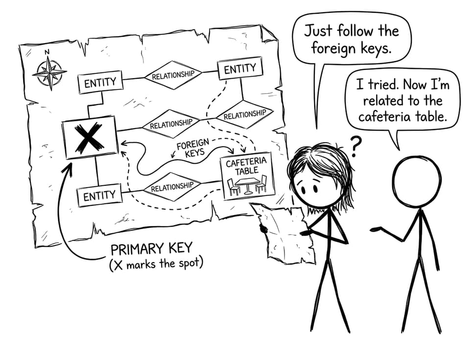 ER diagram treasure map joke