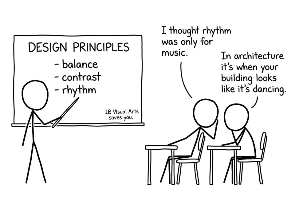 Design principles rhythm joke comic