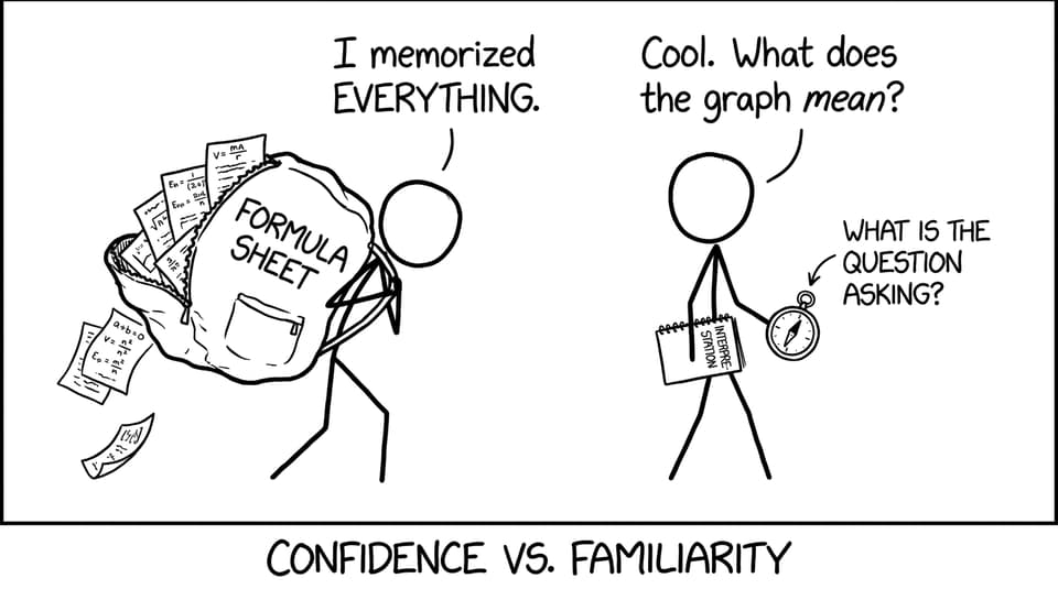 Two students: formula backpack vs interpretation notebook