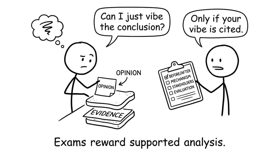 Exams reward supported analysis