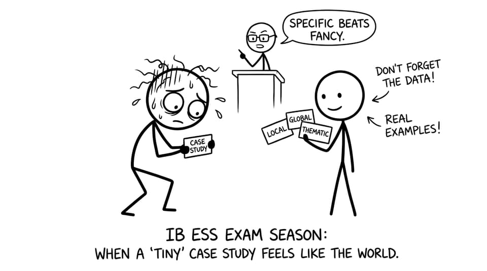 An IB ESS student versus case study flashcards