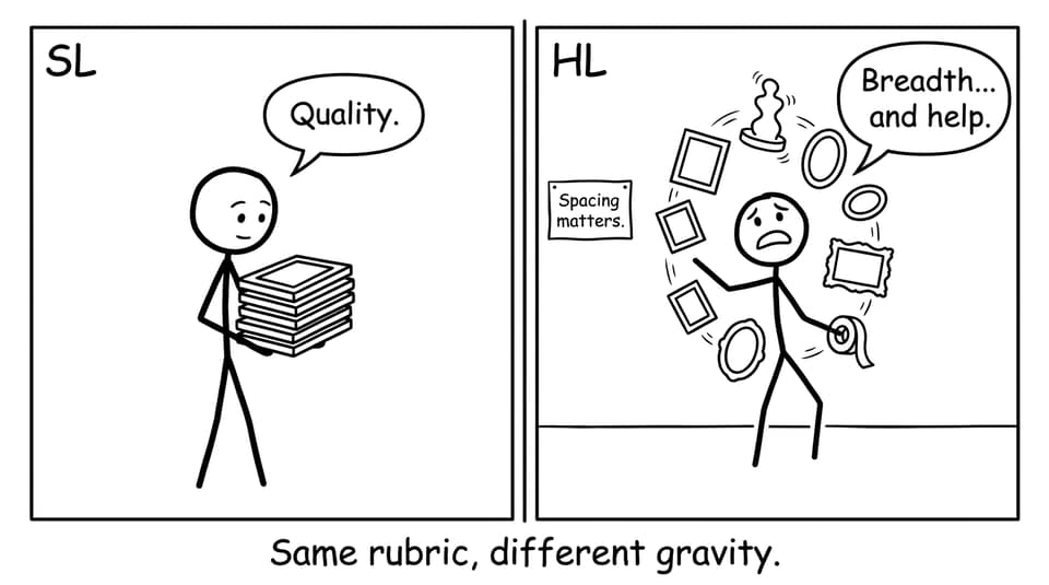 Same rubric, different gravity.