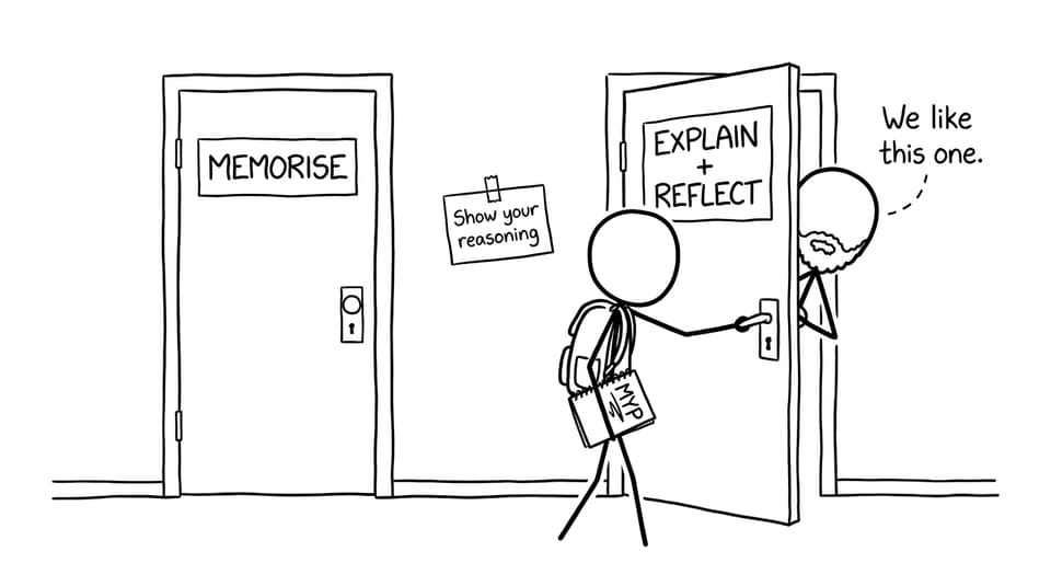 Two doors: Memorise vs Explain + Reflect