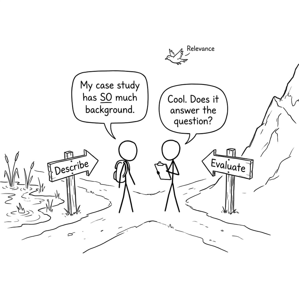 A crossroads between describe and evaluate
