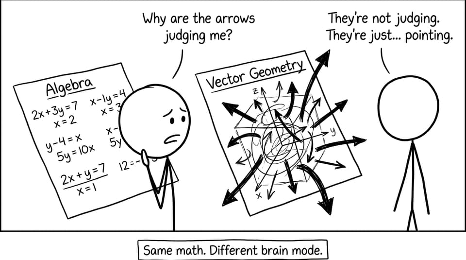 Algebra vs vector geometry brain mode