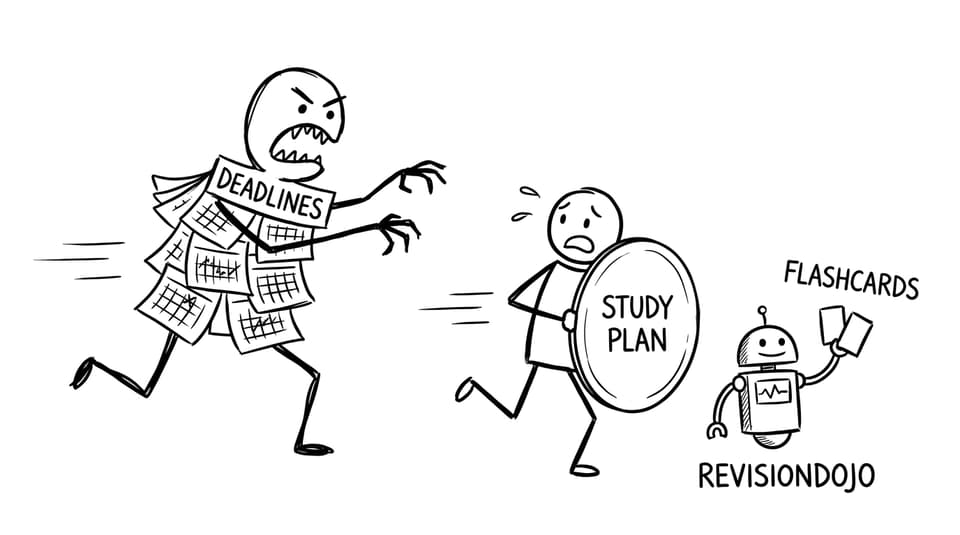 Deadlines chasing a student protected by a study plan