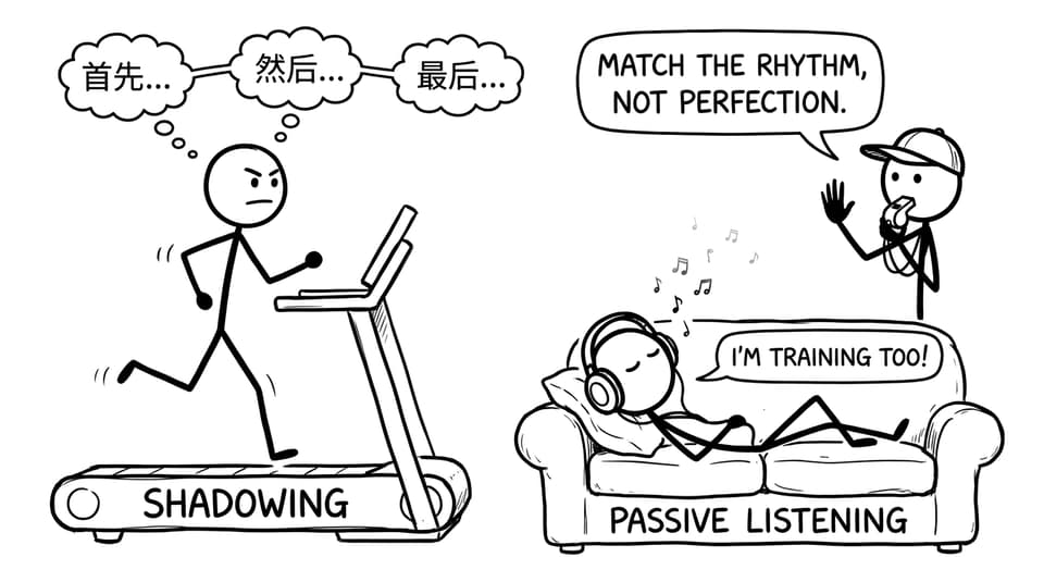 A funny comic about shadowing vs passive listening