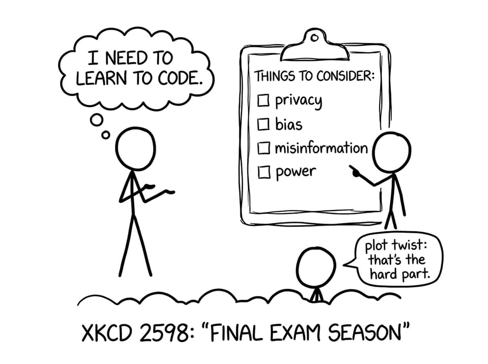 Two students debating coding vs ethics while revising