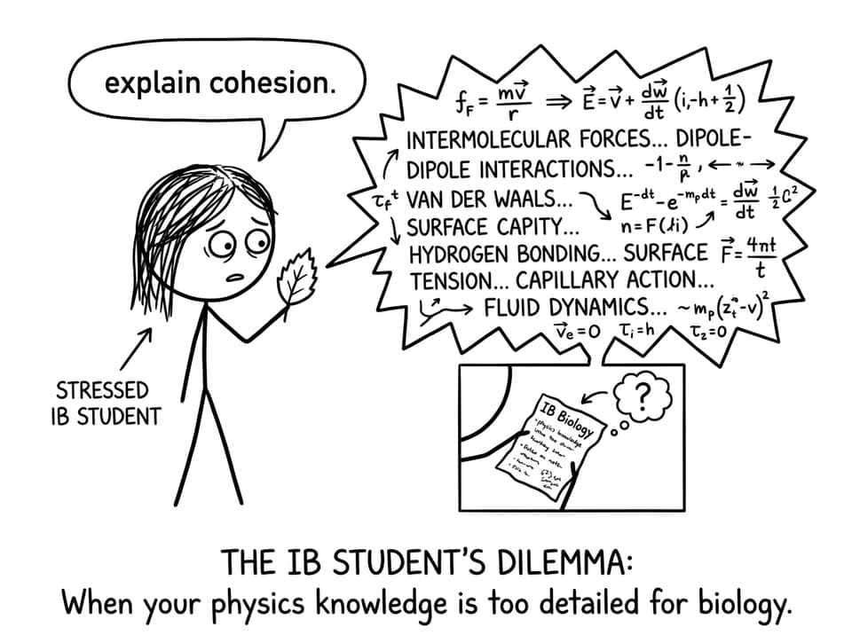 An IB student interrogates a leaf about cohesion