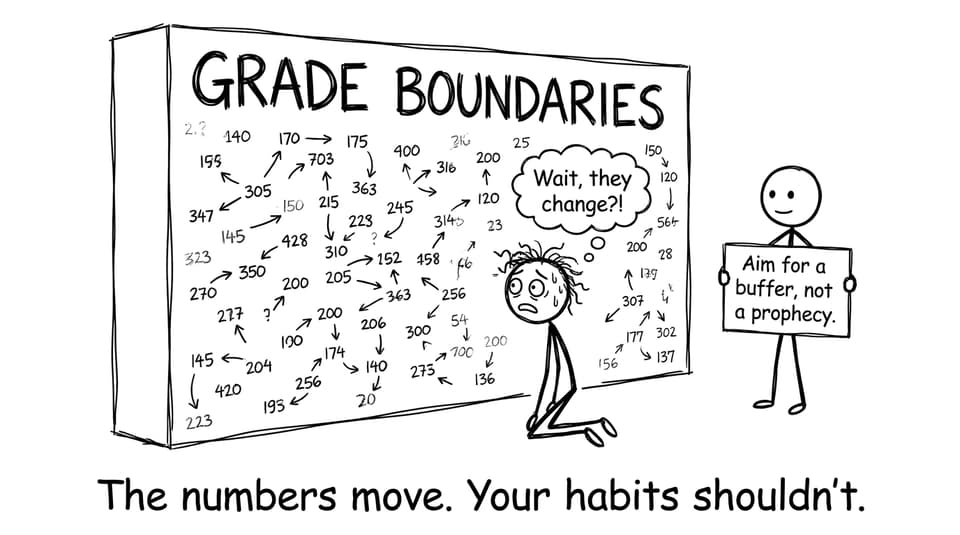 A student meets the moving grade boundaries