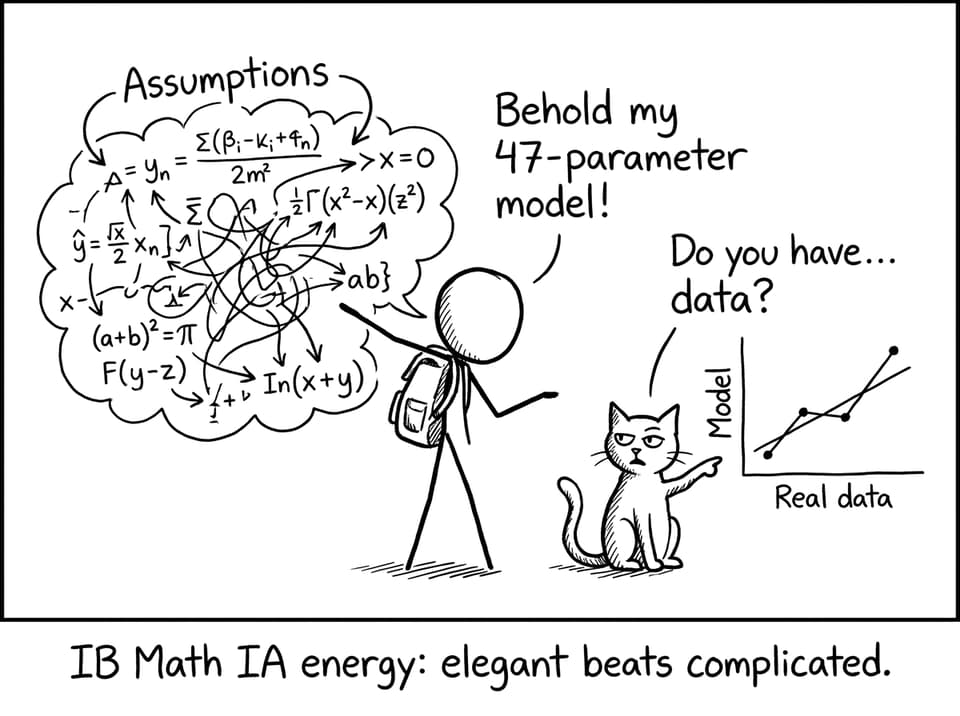 Stick-figure comic about overcomplicated models vs real data