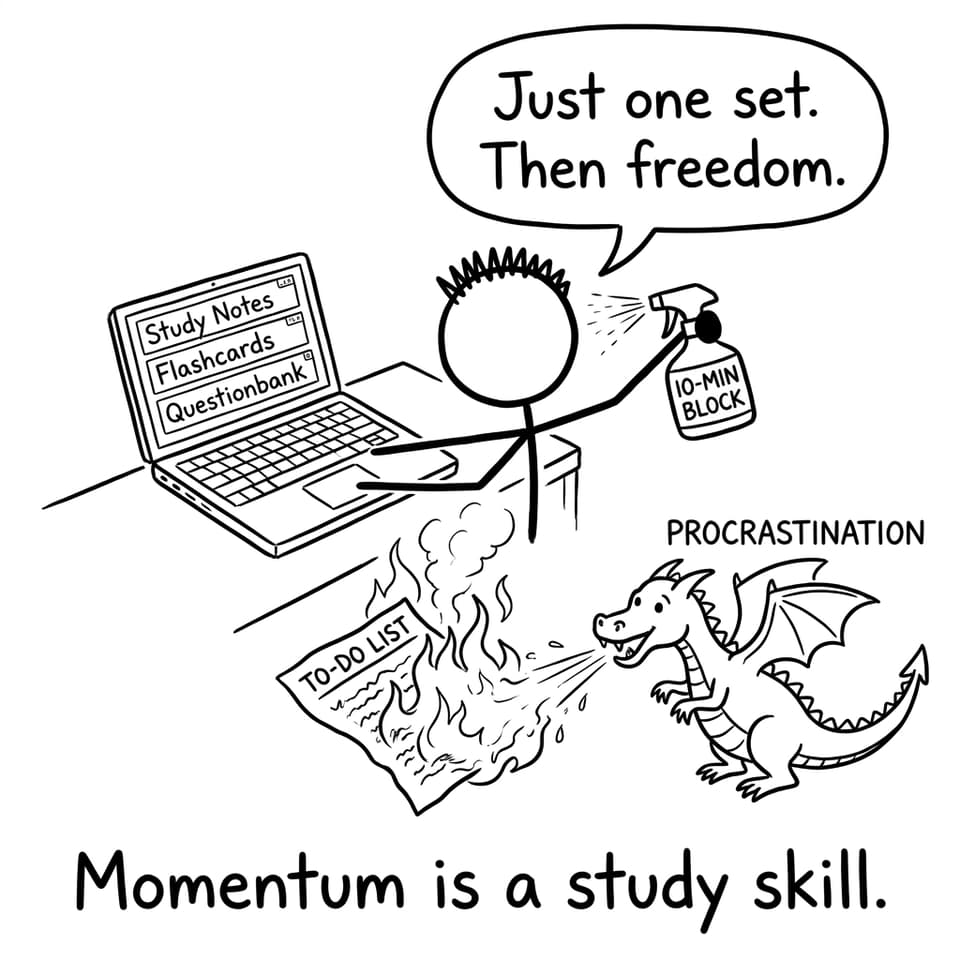 Comic about taming procrastination with a 10-minute block