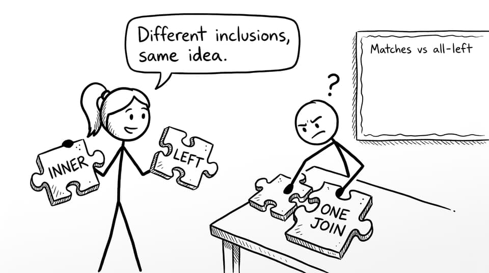 INNER vs LEFT join explained with puzzle pieces