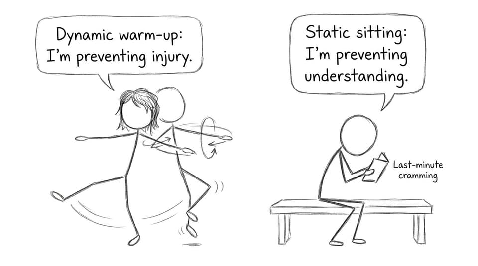 Warm-up vs cramming comic