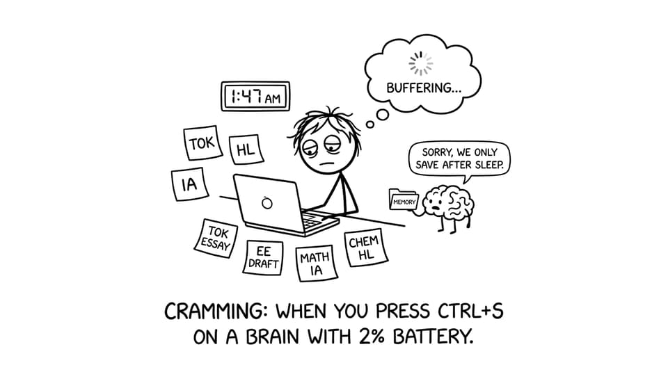 A tired IB student learns the brain only saves after sleep