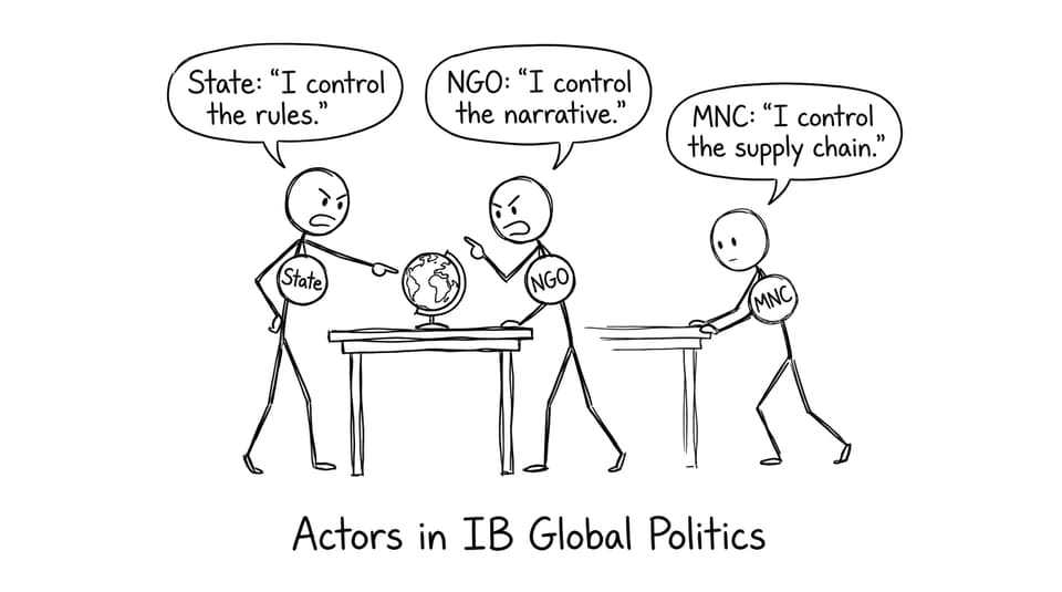 Actors arguing over the globe comic