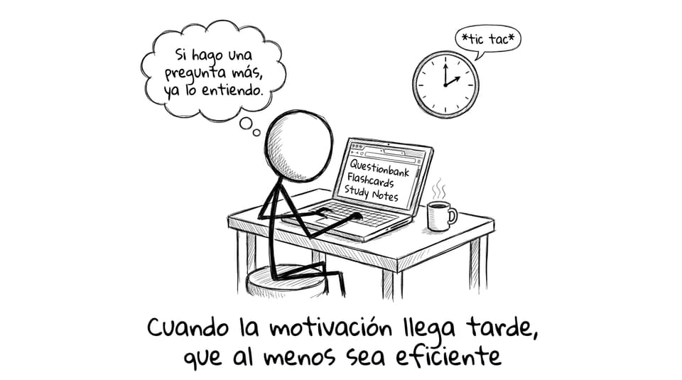 Estudiar tarde pero eficiente (cómic)