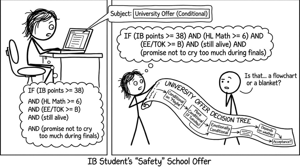 A comically over-conditional offer email
