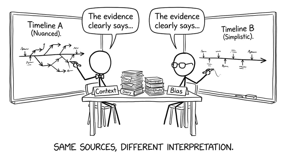 Same sources, different interpretation.