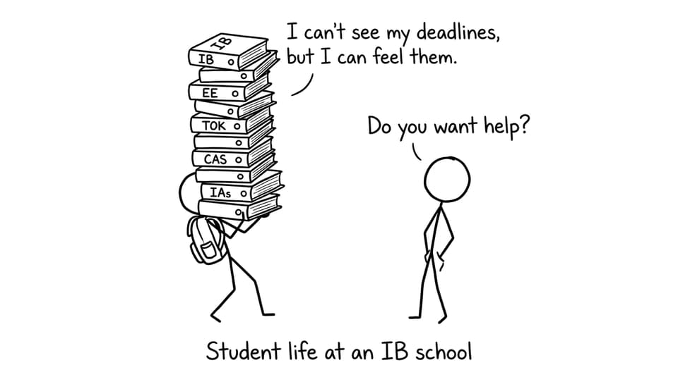 IB student carrying binders