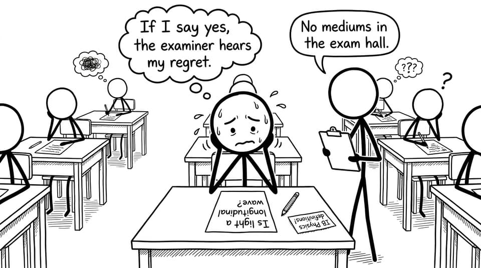Exam hall light misconception joke