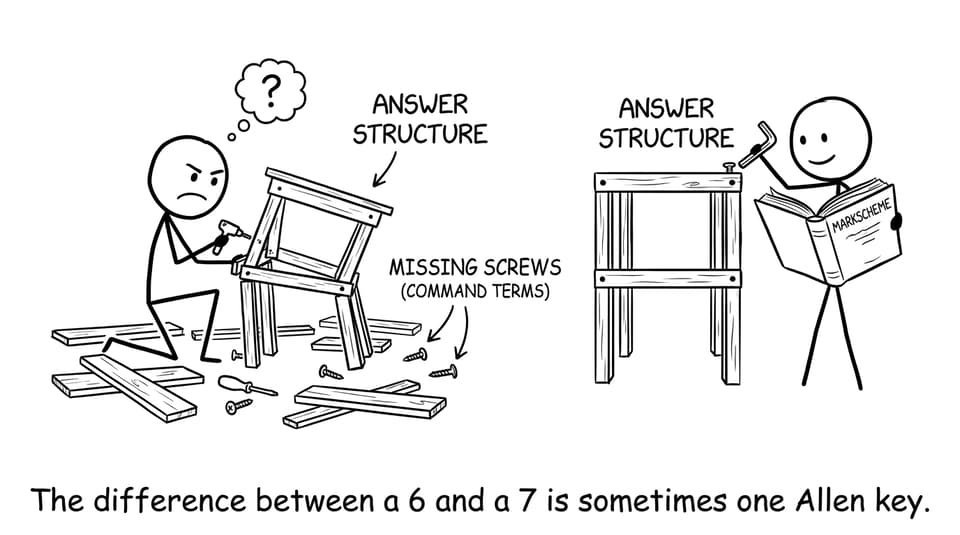 IKEA-style answer structure missing the command terms “screws”