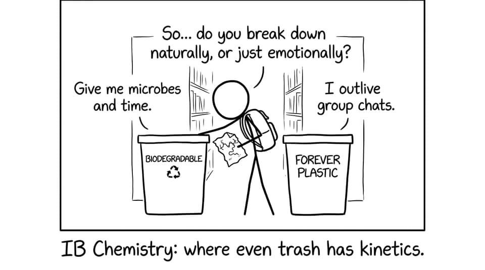 IB student debates two bins: biodegradable vs forever plastic