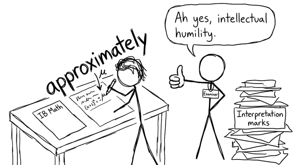 Writing approximately for interpretation marks comic