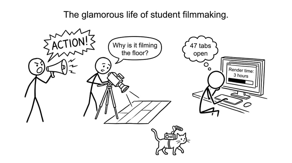 The glamorous life of student filmmaking.