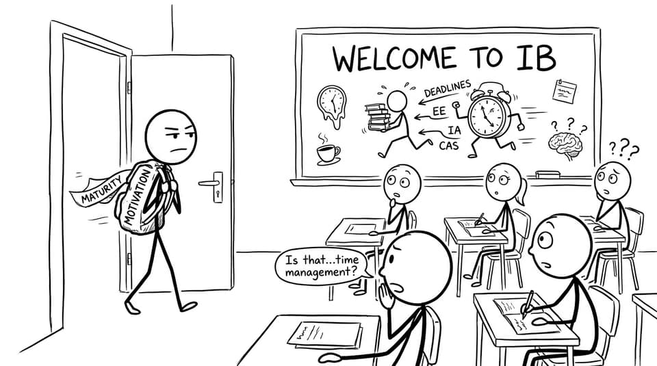 A 19-year-old walks into IB class with a “Motivation” backpack