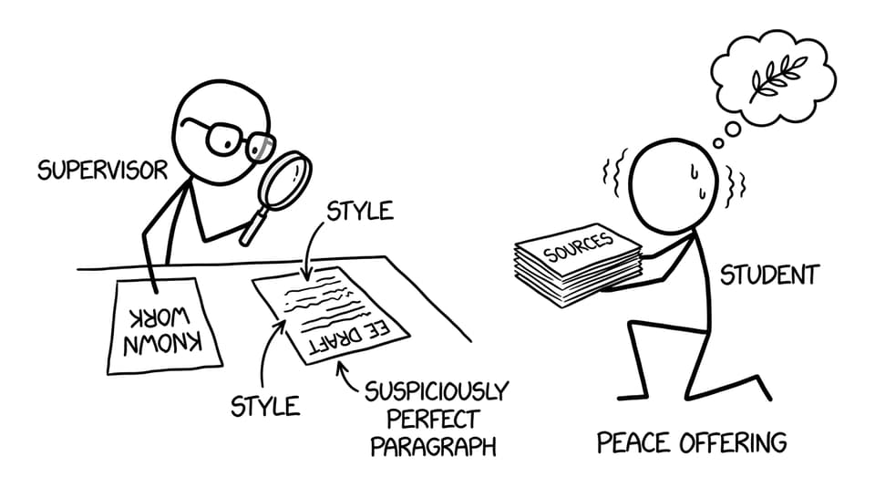 Supervisor comparing known work vs EE draft
