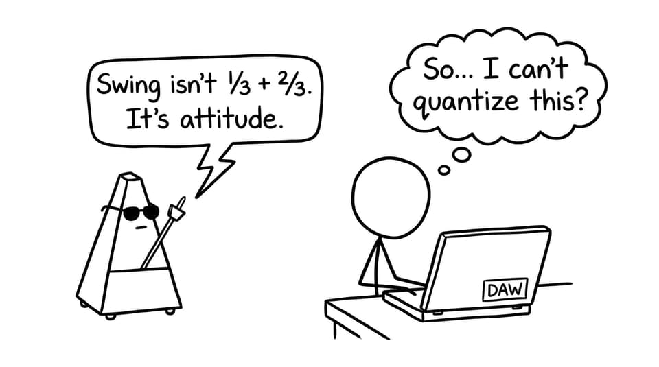 A metronome tries to explain swing to a stressed student