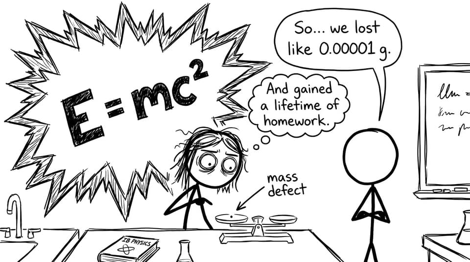 An IB student discovers mass defect becomes huge energy