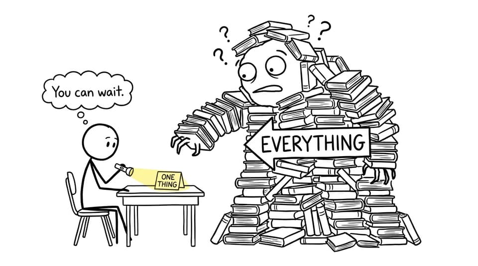 A student negotiates with the enormous monster called everything by choosing one thing