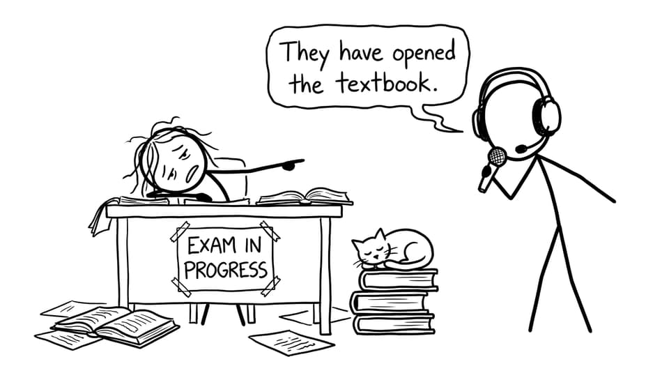 An IB parent commentating dramatically while a student studies